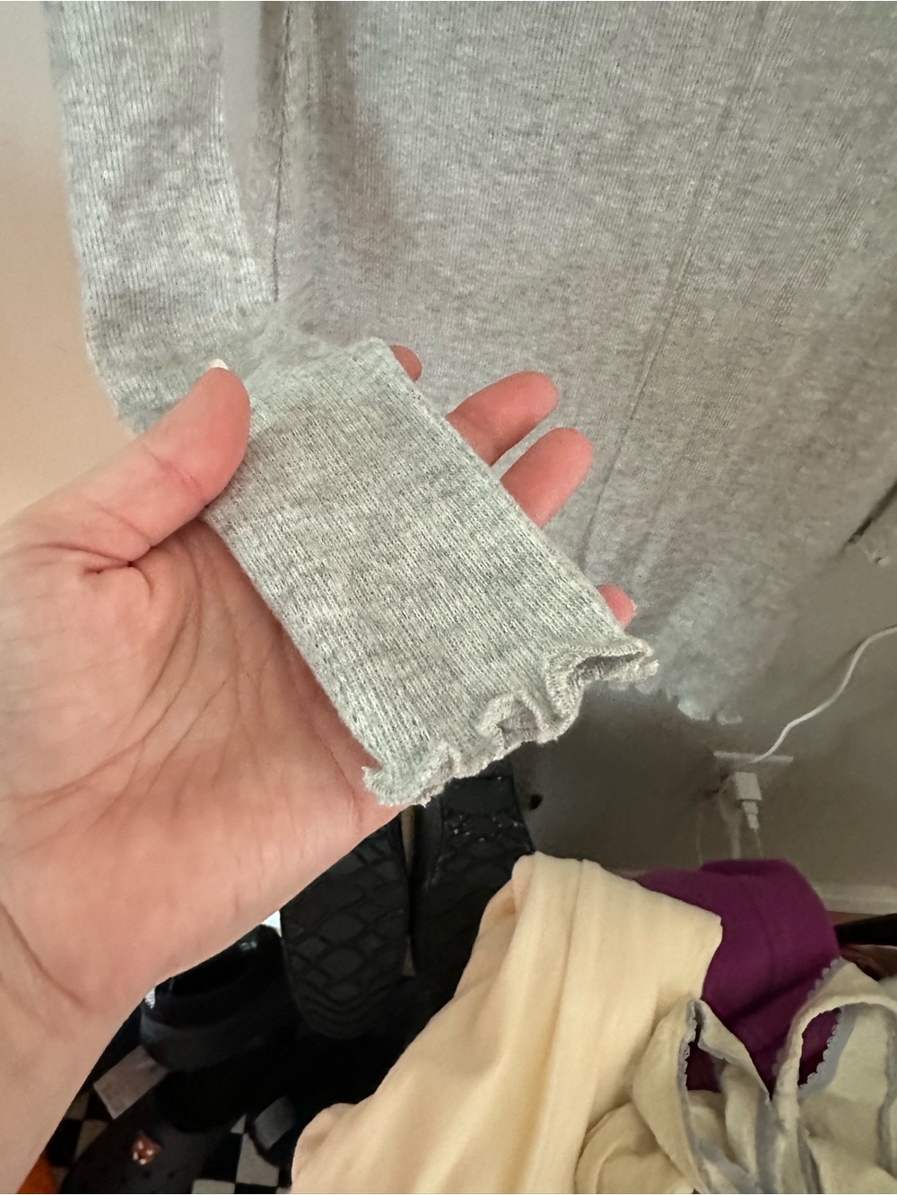 American Eagle Heather Gray Pointelle Henley Romper-Medium - Picture 4 of 6